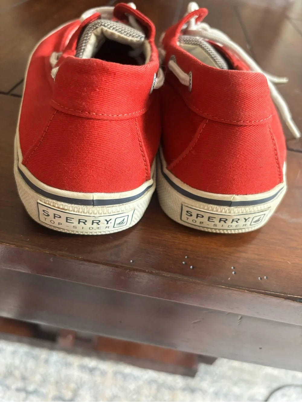 Sperry Men’s Red Canvas Boat Shoes with White Laces